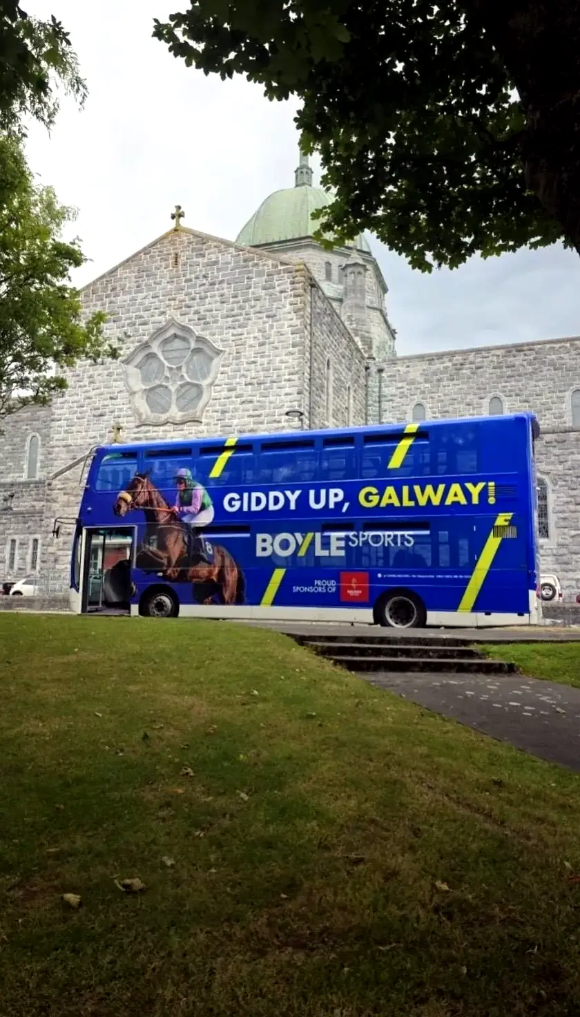 Boyle Sports branded double-decker bus in Galway