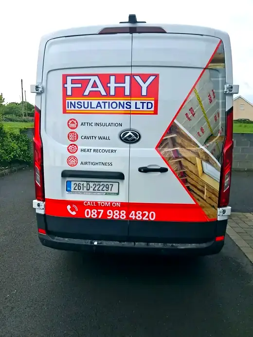 Fahy Insulations van rear graphics