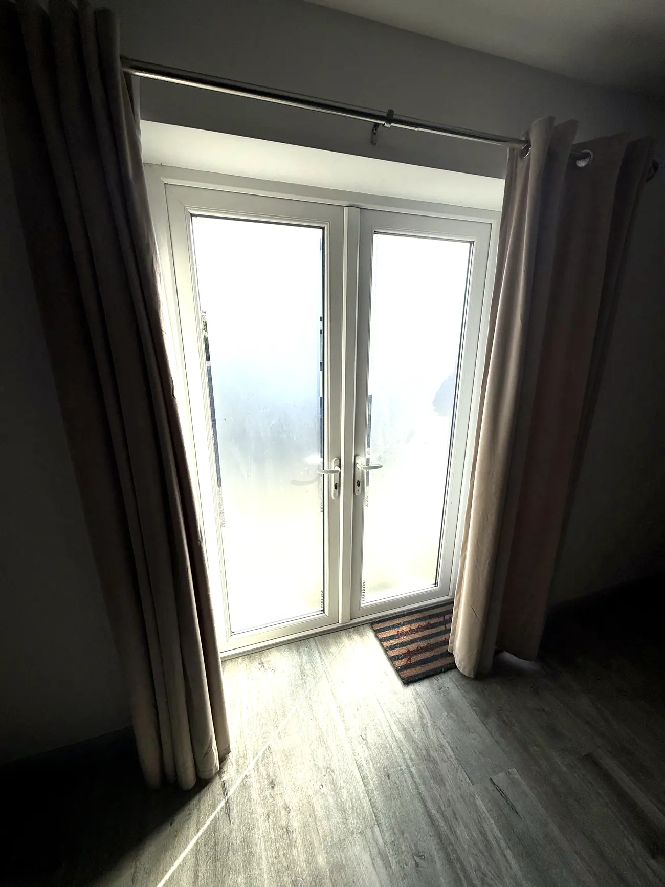 Frosted privacy window film on French doors