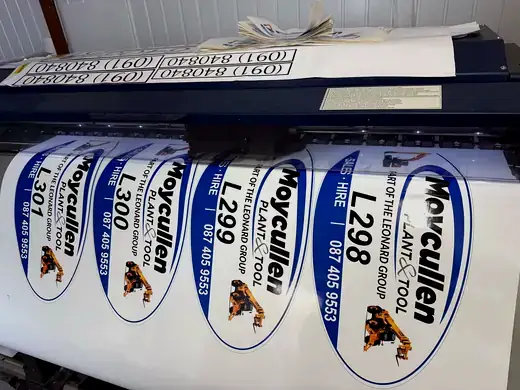 Moycullen Plant and Tool printed vinyl stickers
